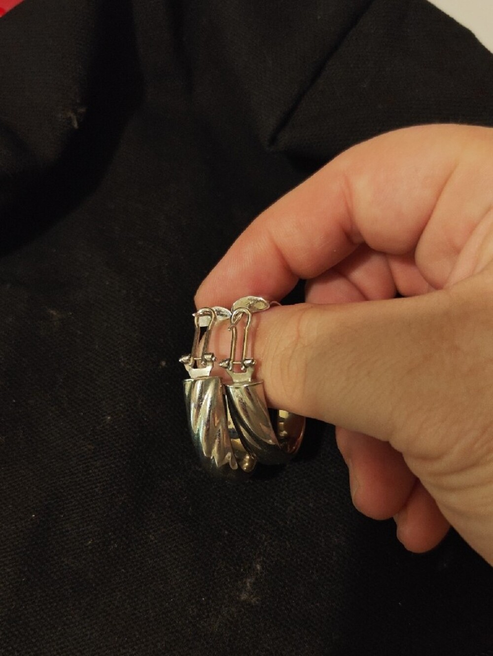Polished Silver-Tone Twist Hoop Earrings - Picture 3 of 3